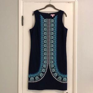 Navy Lilly Pulitzer Sleeveless Shift Embroidery